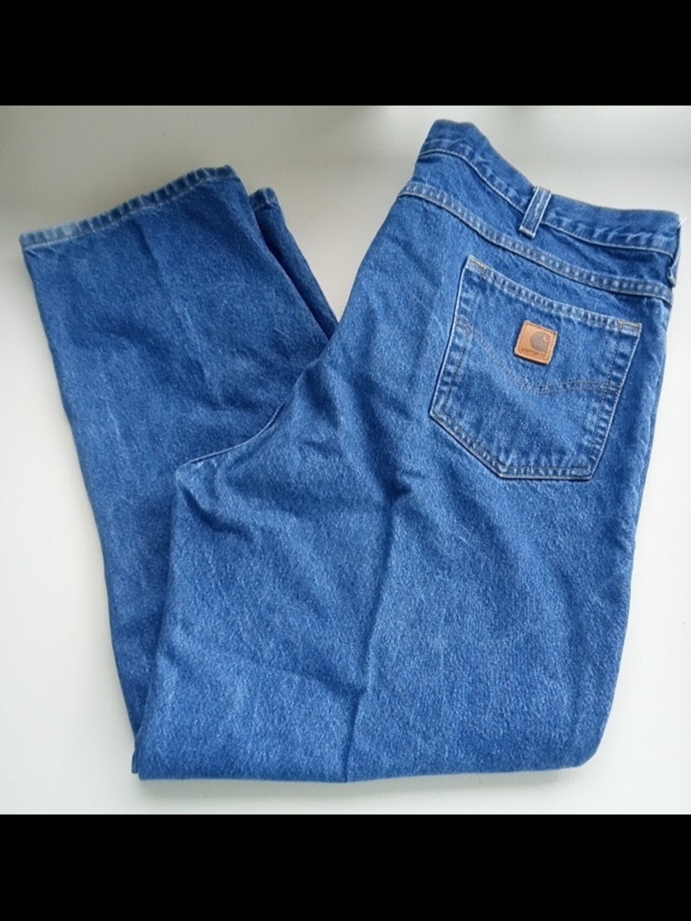 Carhartt Size 44x30 Men Relaxed Fit Straight Leg Blue Denim Jeans B17 DST Hole
